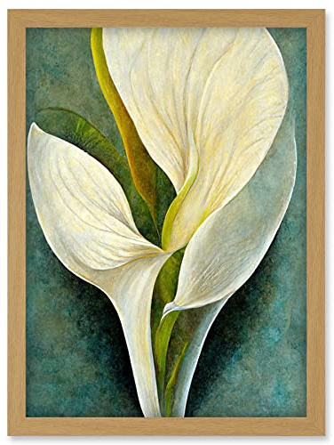 Doppelganger33 LTD Single White Calla Lily Flower Petal Detail Modern Artwork Framed Wall Art Print A4