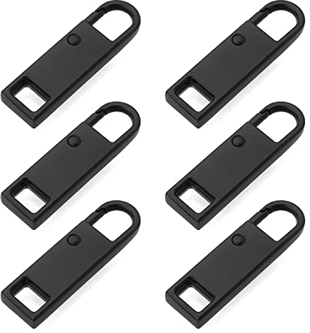6 Stück Reißverschluss zipper Ersatz,Reißverschluss Schieber Pull Tab,Reisverschlussreparaturset zipper,Reißverschluss Reparatur set für Kleidung Jacken Taschen Zelte Gepäck Koffer Rucksack-Schwarzes