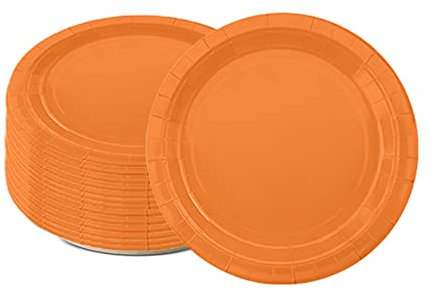 16PCS Pumpkin Orange Paper Plates 18cm, Disposable 7 Inch Solid Color Round Dinner Plates for Birthday, BBQs, Christmas, Picnic, Kids Shower Party Supplies