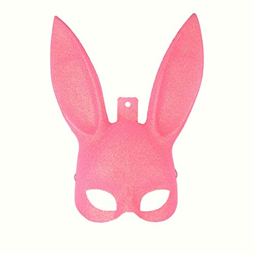 Ulalaza Frauen Hasenmaske Kostüm Schwarzes Kaninchen Halbmaske für Halloween Ostern Maskerade Zubehör