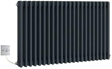 Manissa Electric Anthracite Traditional Radiator 3 Column 600mm H x 1010mm | Cast Iron Type, Old School Radiator, Includes 7 Day Timer/Thermostat, Triple Column, PTC Element