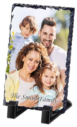 Personalised Slate Photo Frame 10x15cm Custom Rock Slate Plaque Personalised Photo Gift for Her Him Customised Memorial Gifts for Christmas Anniversary Wedding Valentines Mothers Day