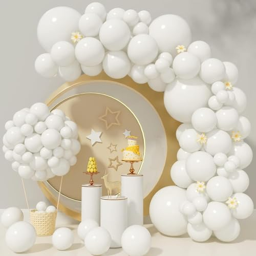 Luftballons Weiß, 102 Stück Weiße Luftballons Hochzeit Geburtstag Deko, Große Weiss Helium Ballons, Luftballon Girlande Kit Für Party Deko Geburtstag Party Babyparty Baby Shower Wedding Dekoration