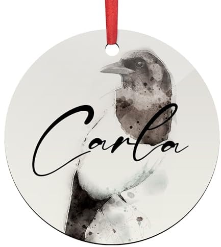 Animal Art Christmas Decoration, Personalised 7.2 cm Wood Christmas Tree Custom Ornament Gift (Magpie)