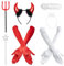 iZoeL Deguisement Diable Femme Déguisement Ange Femme, Corne Diable Rouge Aureole Ange Blanc Serre Tete Diable Serre Tete Gants Blanc Fourche Diable Serre Tete Halloween Deguisement Halloween