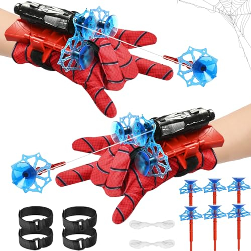 Lot de 2 Gant de Lanceur Spiderm, Spiderm Launcher Lanceur Gants de Lancement Jouets de Poignet Lanceur de héros Spiderm Launcher Spiderm Gant de Cosplay en Plastique pour Enfants (C)