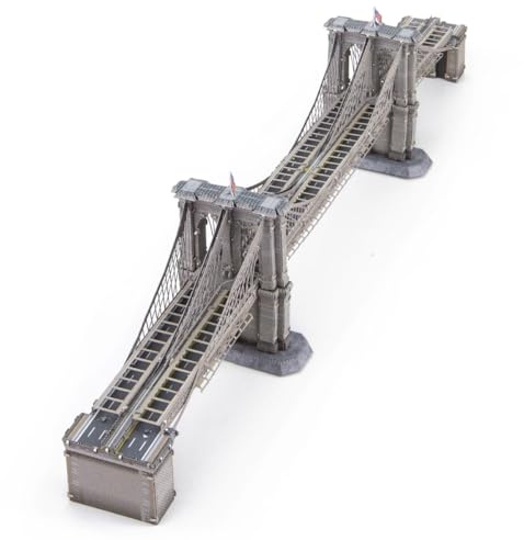 Metal Earth 3D Metallbausatz Bauwerk Brooklyn Bridge ab 14 Jahre | Präzise lasergeschnittene Metallteile zum Zusammenstecken ohne Klebstoff. Detailreiche Modelle mit bebilderter Bauanleitung