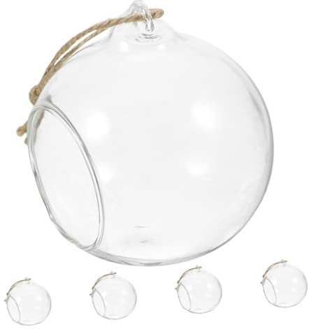 Ciieeo 5pièces Photophore Suspendu Verre Terrarium Boule Bougeoir Verre Transparent pour Plantes Et Décoration Intérieure
