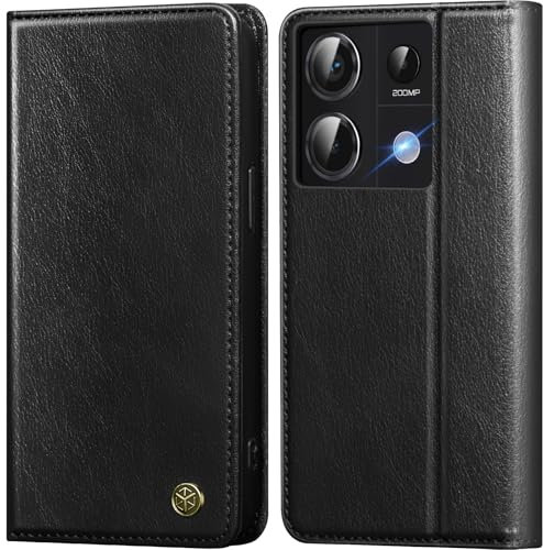 GUCASBE Handyhülle für Xiaomi Redmi Note 13 Pro 5G Hülle Premium Lederhülle Klappbar RFID Schutzhülle Magnet Kartenfach Standfunktion Klapphülle Handytasche für Redmi Note 13 Pro 5G Case - Schwarz