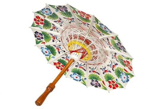 Romimex Sombrilla Decorativa Java Blanco Multicolor 50 x 65 x 50 cm