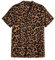 GORGLITTER Men's Leopard Print Button Front Shirts Lapel V Neck Short Sleeve Rave Shirt Khaki XX-Large