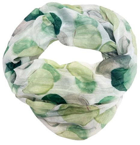J26 Dots Punkte Seide Sommer Kreis Loop Farbverlauf Silk Uni Rundschal Schlauchschal Stola Schal leicht (Kreis Grün)