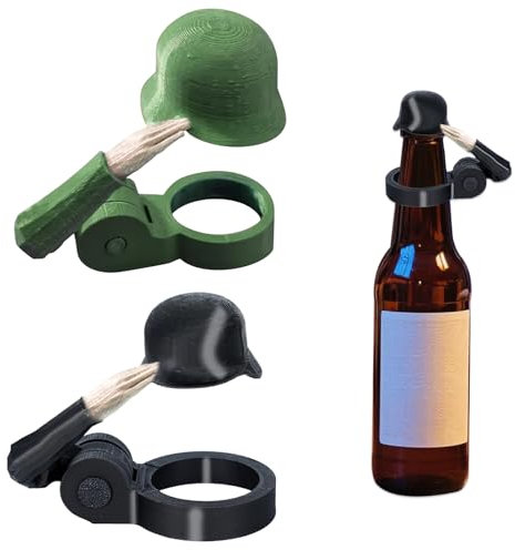 2 Stück Bierflaschenverschluss Soldat Salut Helm, Wiederverwendbar Flaschenverschluss Bierflaschen, Staubdichte Flaschendeckel Lustiger Dekorative Kappen für Aktive Soldaten-Liebhaber,Vatertag