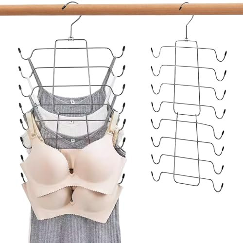 NONMON 2 Stück Platzsparende BH-Kleiderbügel Folding Kleiderschrank Closet Trägertop Organizer Zusammenklappbar Aufbewahrungsschrank für Tank Tops, Pyjamas, Schlafanzüge, Badeanzug - Silber