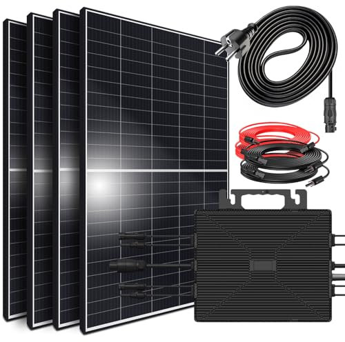 SUNNIVA 1800W Balkonkraftwerk 2000W komplett Steckdose - Astro Energy 2000W Wechselrichter - PV Solaranlage Komplettset - 4x 450W (1800W) Solarmodule - inkl. 5m Kabel - Bluetooth, WIFI