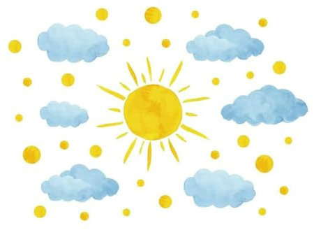 Aquarell Wandtattoo Sonne Kinder Tapete Cartoon Weiße Wolke Kindergarten Schlafzimmer Aufkleber