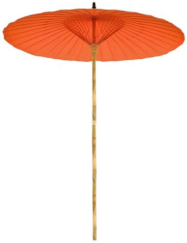 Parasol de Jardin Rond Rétro ⌀ 210 cm, Bambou Parasol de Balcon, Parasol de terrasse Fait Main en Papier Huilé(Orange)