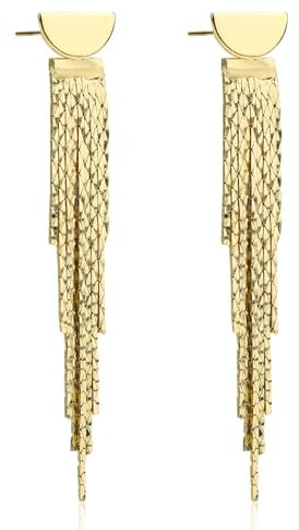 Gold Earrings for Women, Long Trendy Tassel Earrings Dangling Elegant Dangle Drop Chain Statement Earring Jewelry Gifts for Wedding Bridesmaid Prom Party Supplies