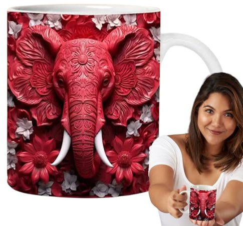 Ceramic Tea Cup - Elephant Design Mug, 350ml Large Capacity Coffee Cup | Long Lasting Stylish Ceramic Drink Mug, Multipurpose Use for Juice Soup Whiskey Wine Serving for Home and Restaurant