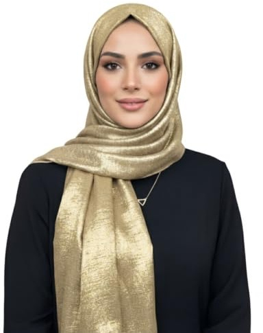 janisramone® Shimmer Hijab Shiny Viscose Wrap Kopftuch für Damen UK, beige, One size