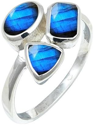 JEWELFORCE Labradorit Edelstein für Herren und Damen in allen Größen Versilberter Bandring Schmuck JSR-1155BN26_(72 (22.9))