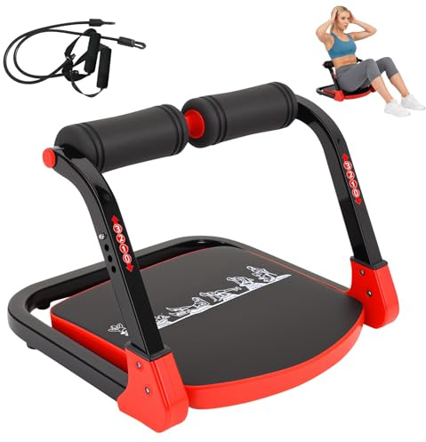 8-in-1 Fitnessgerät für Zuhause, klappbarer Bauchtrainer & Bauchmuskeltrainer & Rückentrainerbis 110 kg, Sportgerät für Ganzkörper, Workout,Zuhause & Büro, Enthält 2 Widerstandsbänder