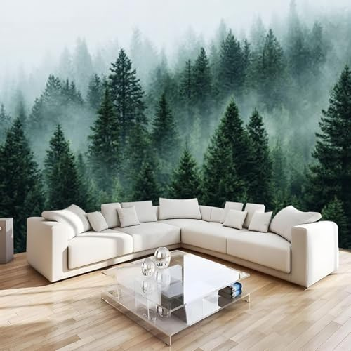 3D Fototapete Nebel Wald 500x280 cm Vlies Tapete Landschaft Pflanzen Wohnzimmer Moderne Vliestapete XXL Wandtapete Fototapeten Bildtapete Wand Dekoration