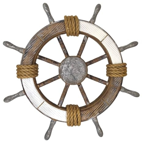 Generisch Goldbach Steuerrad 45cm Deko aus Holz Groß Maritim XL Wanddeko
