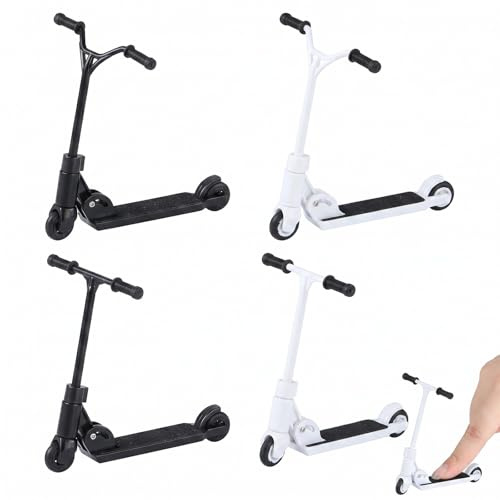 ITCGOB 4er Set Finger Scooter Mini Fingerroller Spielzeug für Teenager und Erwachsene, Professionelles Fingerboard Zubehör mit Y- und T-Kopf Design für Geschicklichkeitstraining, 2 Schwarz & 2 Weiß