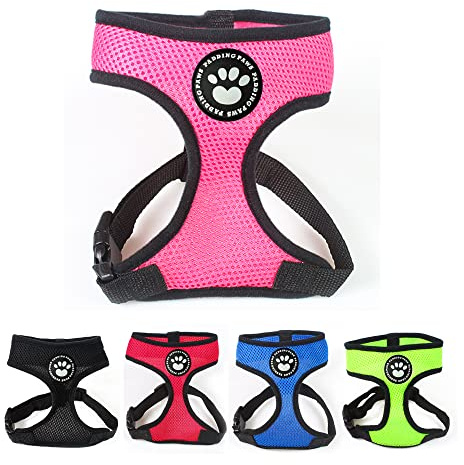 Dog Harness Puppy Harness Small Dog Harness Waterproof Soft Mesh Fabric Dog Puppy Pet Adjustable Harness Lead Leash (L, Pink)