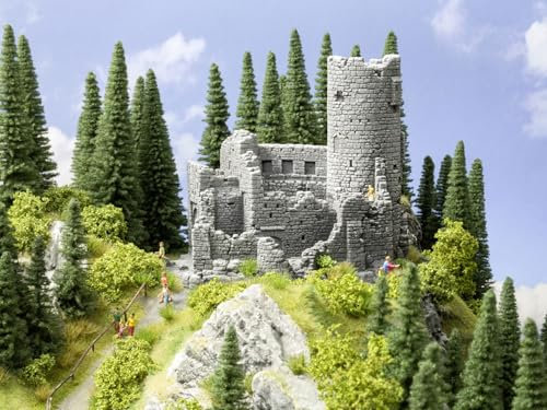 NOCH® Burgruine, mit mittelalterlichen Details, 20 x 16,3 x 16,5 cm für die Spurweite H0 EIN Highlight auf jeder Modellbahnanlage