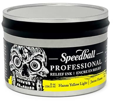 Speedball 8oz Professional Relief Ink Hansa Yellow Light, For Block, Relief Printing, Linocut, Wood Cutting, Oil-Based