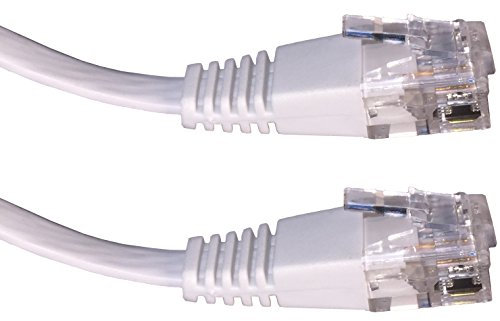 Aptii Flat Network Cable. CAT 6 Ethernet LAN 10/100/1000 Gigabit Patch Lead White 2m