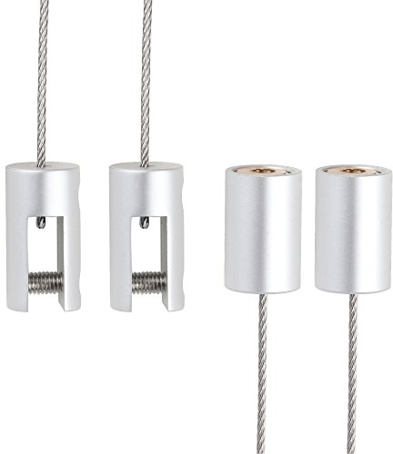 TOPNIKE Formbare Deckenhalterung, für Acryl, Glas, PVC, Glasscheibe, Holz, 2 Stück, Display Kit Draht, Explosionscode-Clip, Hängesystem (Silber-Aluminium)