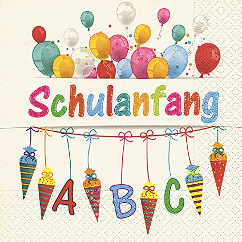 Home Collection Servietten (3er Set / 60Stück) 3-lagig 33x33cm Schulanfang Einschulung erster Schultag ABC