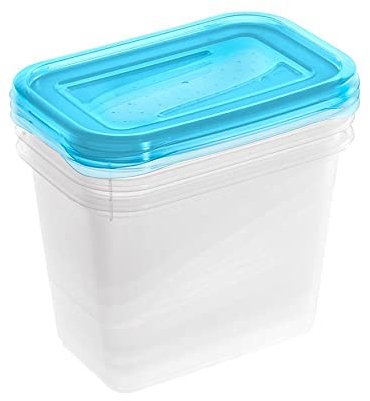 keeeper Set de 3 Fiambreras, 3 x 1 l, 15,5 x 10,5 x 11,5 cm, Fredo Fresh, Azul transparente