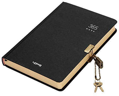 LONTG A5 Carnet de Cadenas Cahier Secret en Papier Kraft Calepin avec Couverture Rigide Journal avec Serrure Agenda Annuel Bloc-note Bussinness Commerciale Simple Cadeau pour Enfant Adulte