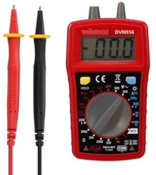 Velleman Digitales Multimeter, CAT III 300V / CAT II 500 V, 10 A, 1999 Zähler, Batterieanzeige, inkl. Batterien und Messleitungen, für den Innen- und Außeneinsatz geeignet