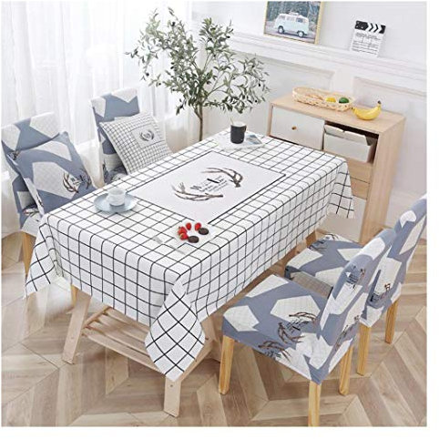 GUOCU Mantel de Algodón de Lino Rectangular Mantel de Mesa Impermeable Antimanchas Decoración para Cocina Comedor Fiesta Mantel Silla Juego de Tela Rejilla Blanca 120 * 120
