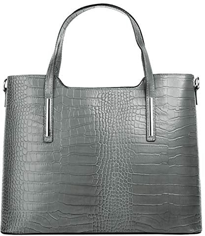 Cluty Handtasche Echt Leder Damen Made in Italy | elegante Reptilien-Optik | 2in1 Trageoption