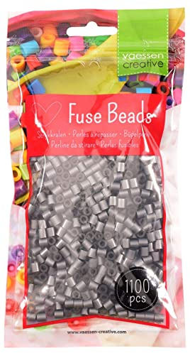 Vaessen Creative 5009-031 Bügelperlen, Silber, 1100 Stück, Steckperlen zum Basteln mit Kindern, DIY Gestalten von Schmuck, Deko, Verzierungen und weiteren Bastelideen,5mm
