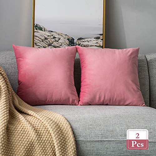 Stellhome Samt-Kissenbezüge, quadratisch, dekorativ, für Bett, Couch, Sofa, Bank, 50 x 50 cm, Hot Pink, 2 Stück
