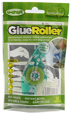 KLEBESHOP24 Rouleau de colle amovible - Adhésif double face - Pour travaux manuels et bureau - Dévidoir jetable - 8,4 mm x 12 m