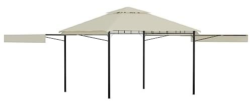 vidaXL Pavillon mit Doppelt Erweiterten Dächern Festzelt Partyzelt Gartenpavillon Gartenzelt Bierzelt Garten Zelt 3x3x2,75cm Creme 180g/m²