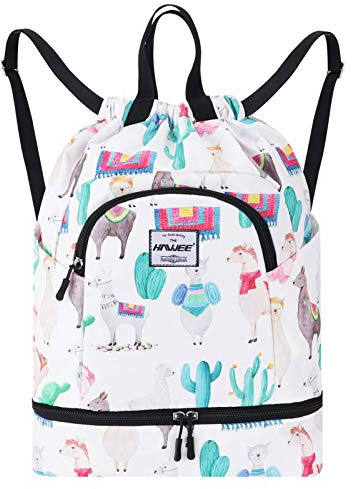 HAWEE Zaino Sportivo con Coulisse Grande, Impermeabile, Borsa da Palestra, Sacca con Tasca Interna Unisex per Vita Quotidiana, Scuola, All'aperto, Spiaggia, Nuoto