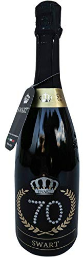 Swart - Idea regalo per compleanno 70 anni - Bottiglia Tanti Auguri da 0,75L - Etichetta personalizzata con autentici cristalli - spumante Italiano di alta qualità