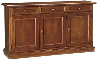Sideboard mit 3 Türen und 3 Schubladen aus Ebenholz, Farbe Nussbaum dunkel