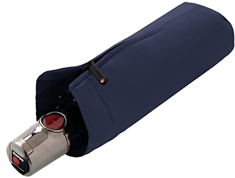 Knirps Taschenschirm T.200 Medium Duomatic in Navy mit Schutzhülle I Regenschirm mit Duomatic-Funktion I Auf-Zu-Automatik I Taschenregenschirm mit Drucktaste I Regenschirm automatisch
