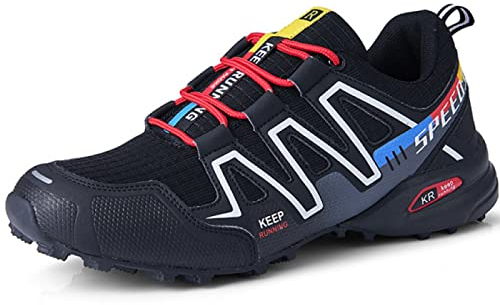AGYE Fahrradschuhe Herren,rutschfeste Fahrradschuhe Rennrad Mountainbike MTB Schuhe Flat Assisted Sportschuhe,Black-42