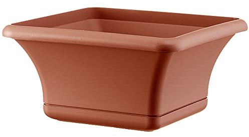 Art Plast Ciotola Sally Pot de Fleurs carré 24 cm avec Soucoupe Terre Cuite